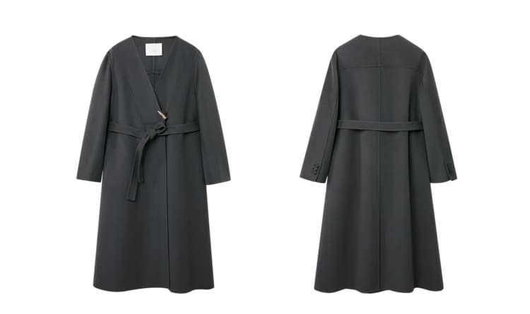 ノーカラージャケット 上質シンプル ロングコート