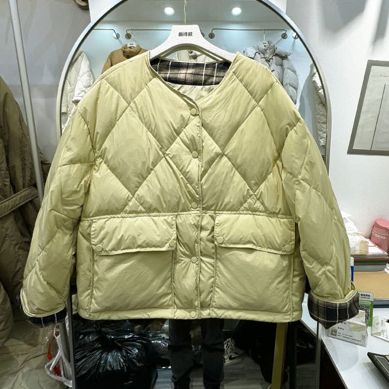 ノーカラージャケット キルティング中綿ノーカラーブルゾン