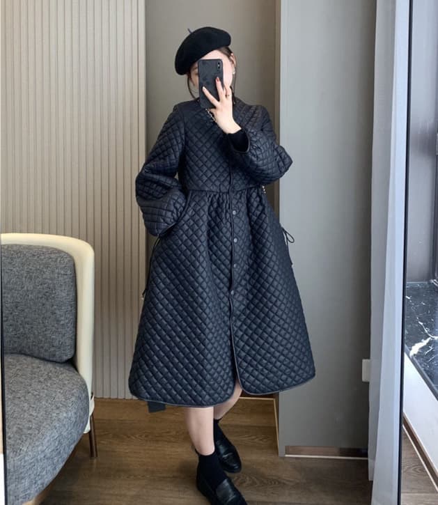 ノーカラージャケット 女性用キルティング中綿ノーカラーコート暖かい軽量体型カバー