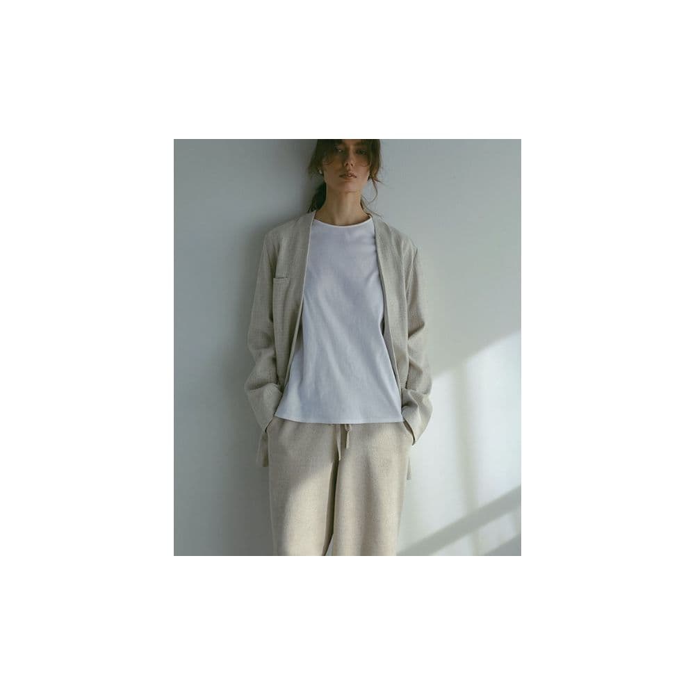 ノーカラージャケット ノーカラージャケット 風薫るリネンオーバージャケット
