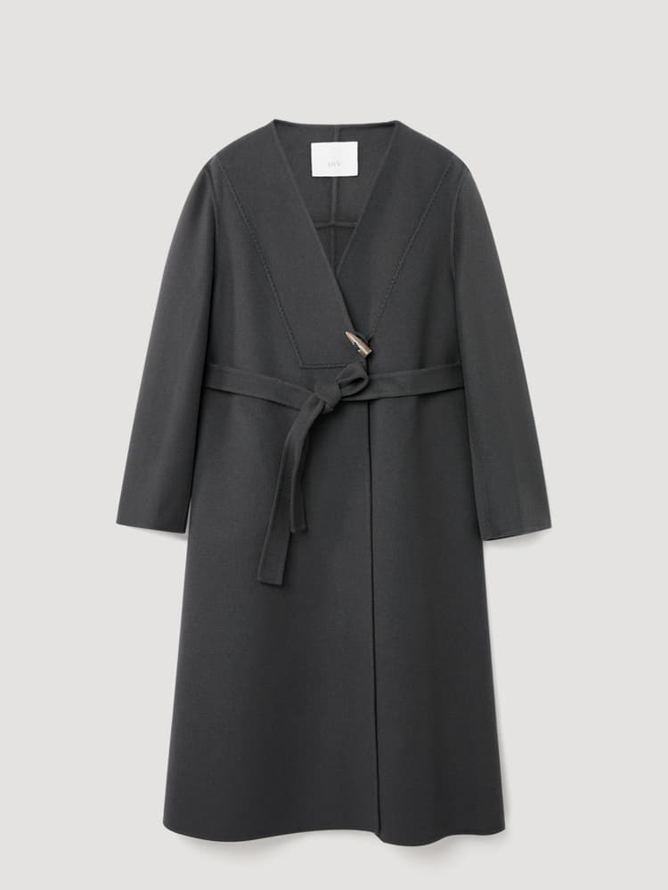 ノーカラージャケット 上質シンプル ロングコート