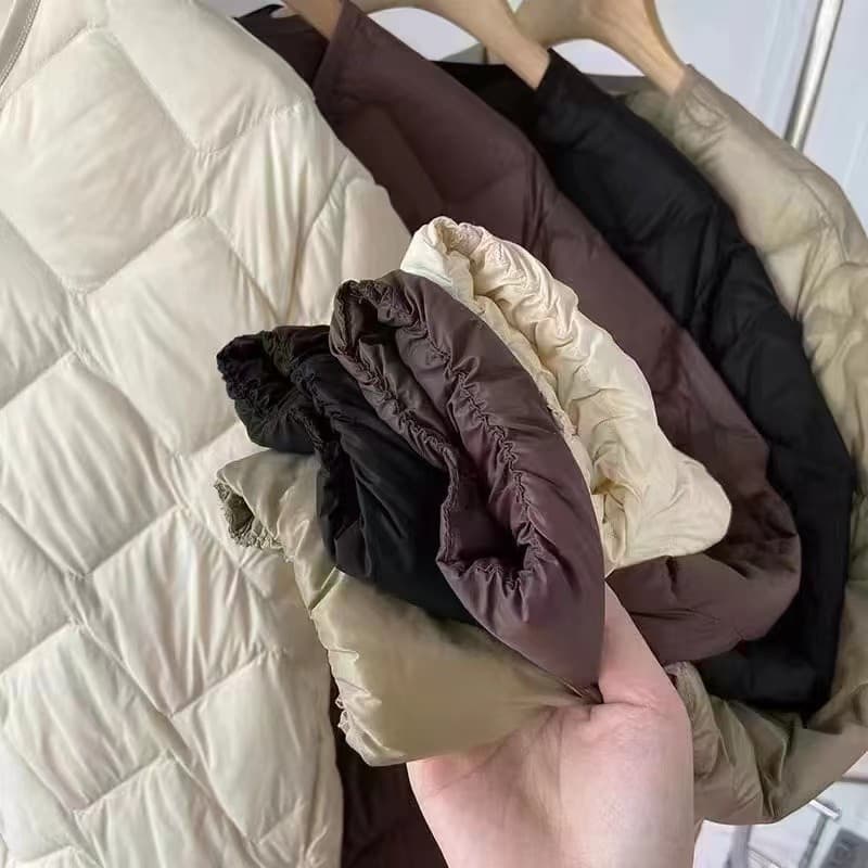キルティング中綿ノーカラージャケット