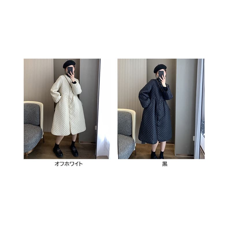ノーカラージャケット 女性用キルティング中綿ノーカラーコート暖かい軽量体型カバー