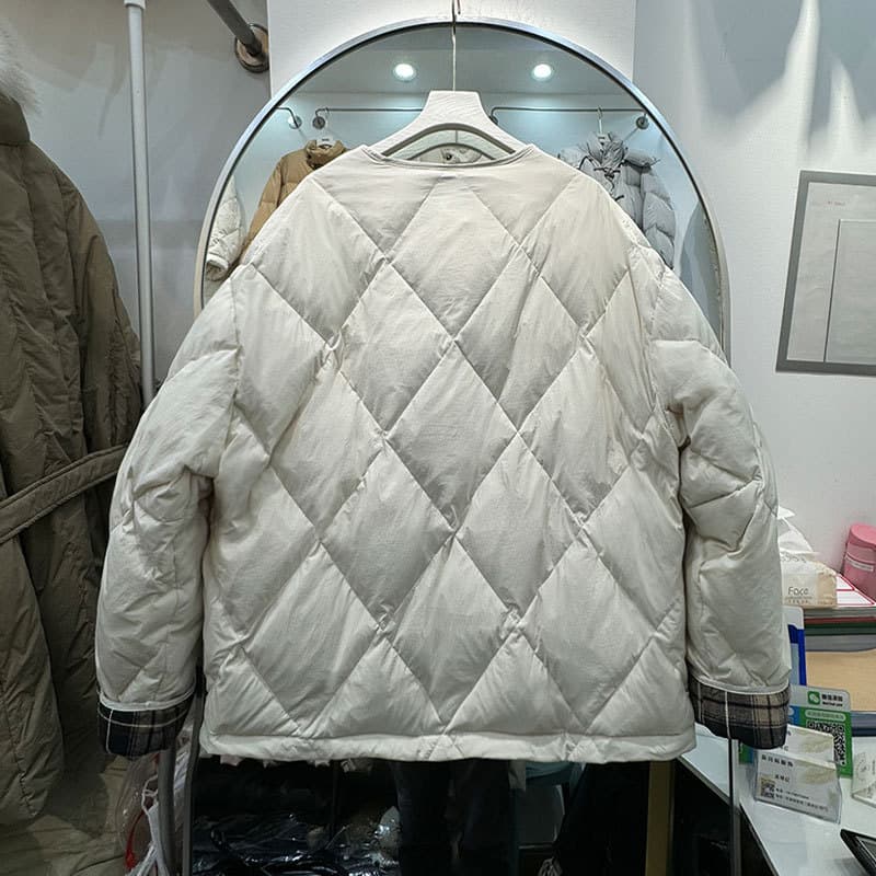 ノーカラージャケット キルティング中綿ノーカラーブルゾン