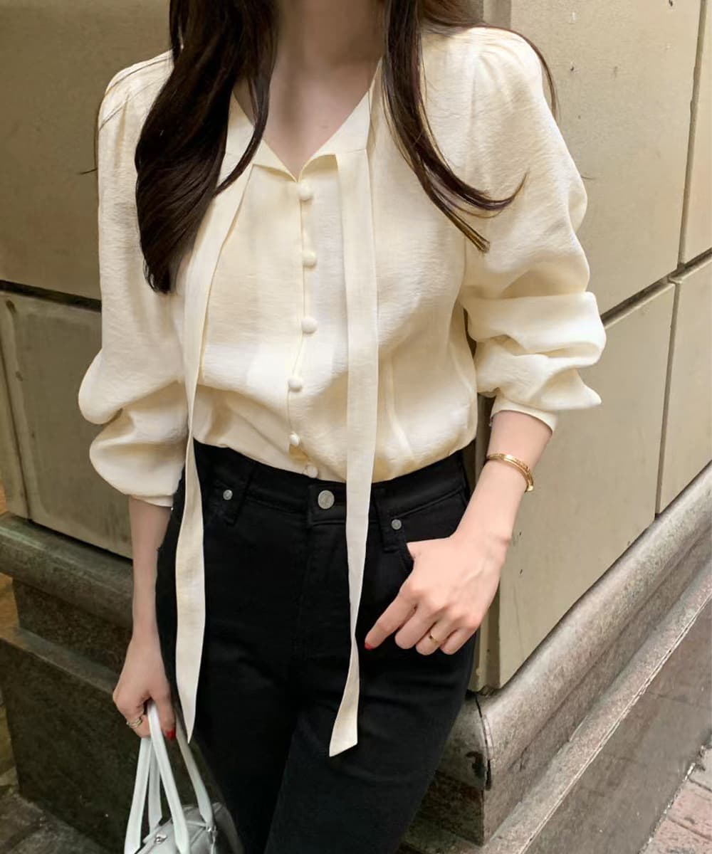 ノーカラージャケット 上品リネンリボンブラウス きれいめ春夏トップス