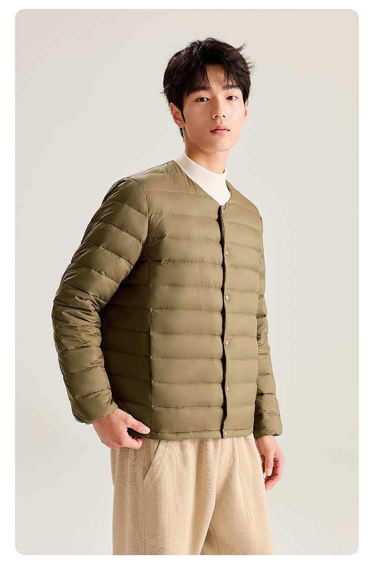 ノーカラージャケット 軽量ノーカラーダウンジャケット