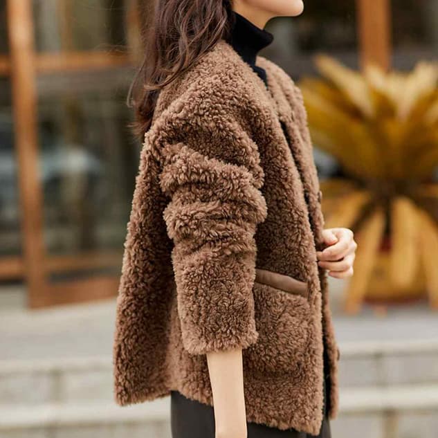 ノーカラージャケット レディース ノーカラー ボア ジャケット 上品 ふわふわ コート
