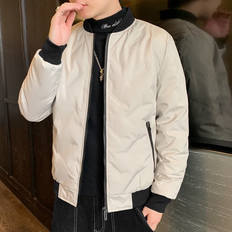 ノーカラージャケット 軽量中綿ノーカラーブルゾン