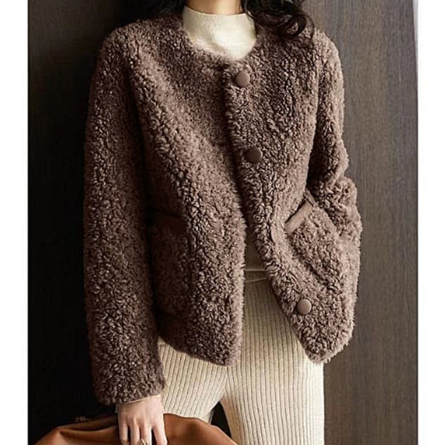 ノーカラージャケット レディース ノーカラー ボア ジャケット 上品 ふわふわ コート