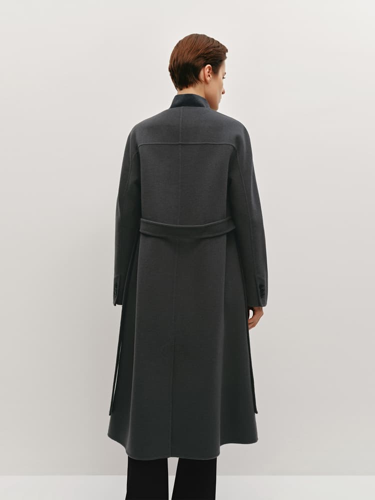 ノーカラージャケット 上質シンプル ロングコート