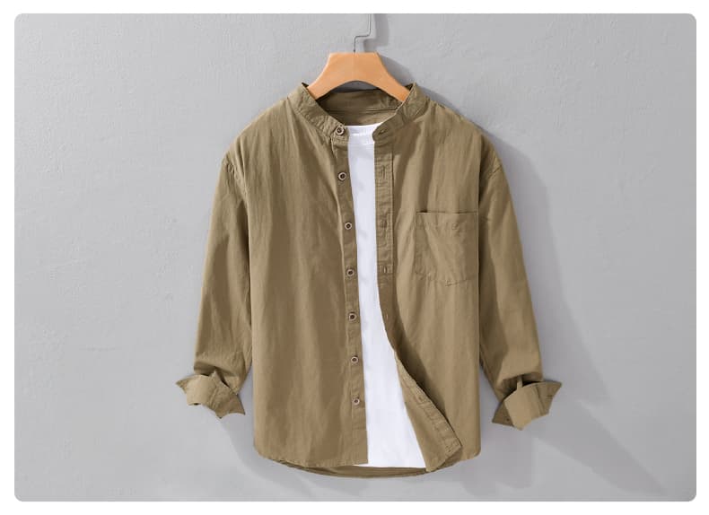 ノーカラージャケット ノーカラージャケット 上質リネン スタンドカラージャケット