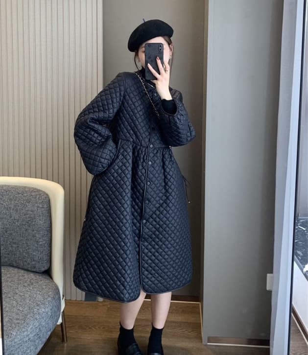 ノーカラージャケット 女性用キルティング中綿ノーカラーコート暖かい軽量体型カバー
