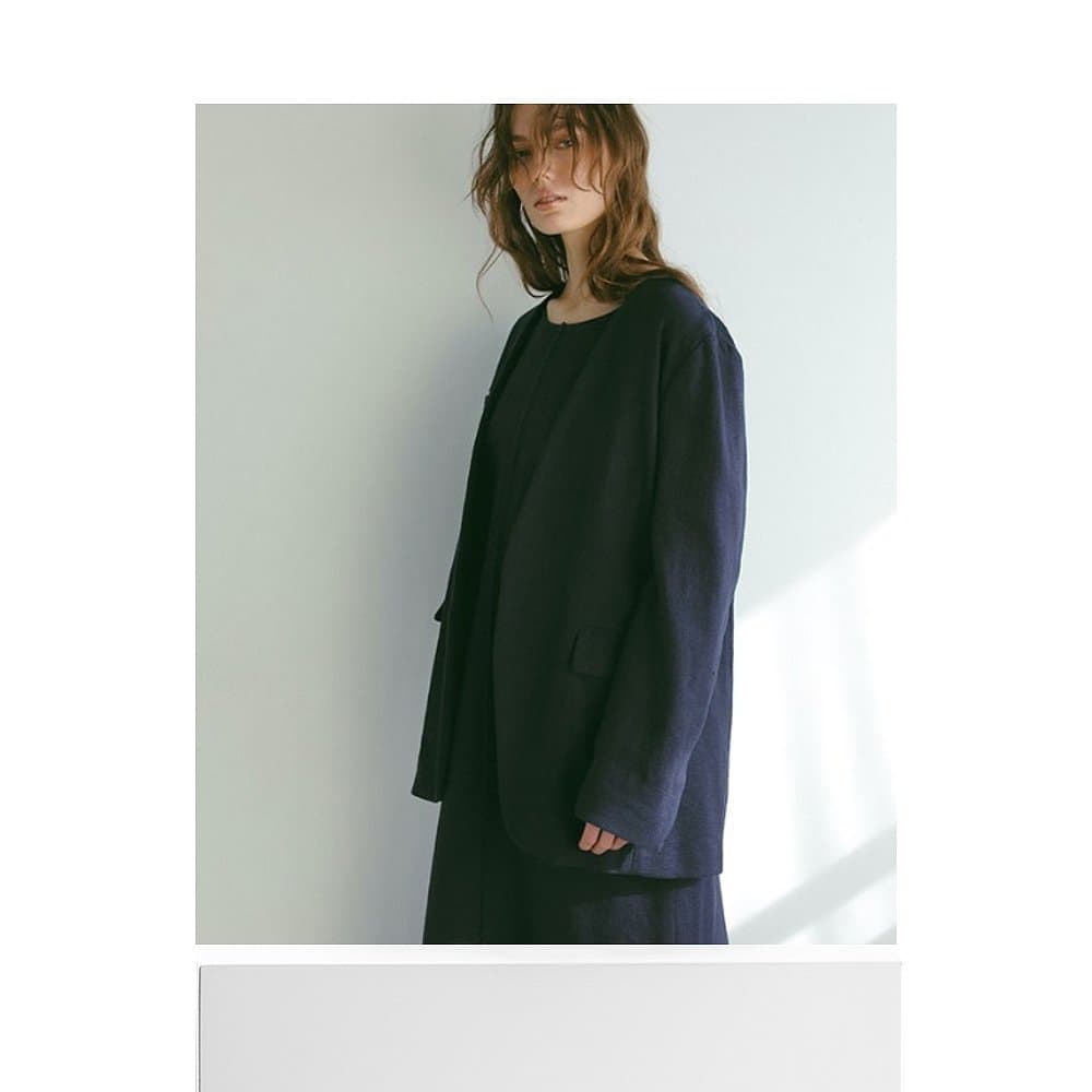 ノーカラージャケット ノーカラージャケット 風薫るリネンオーバージャケット