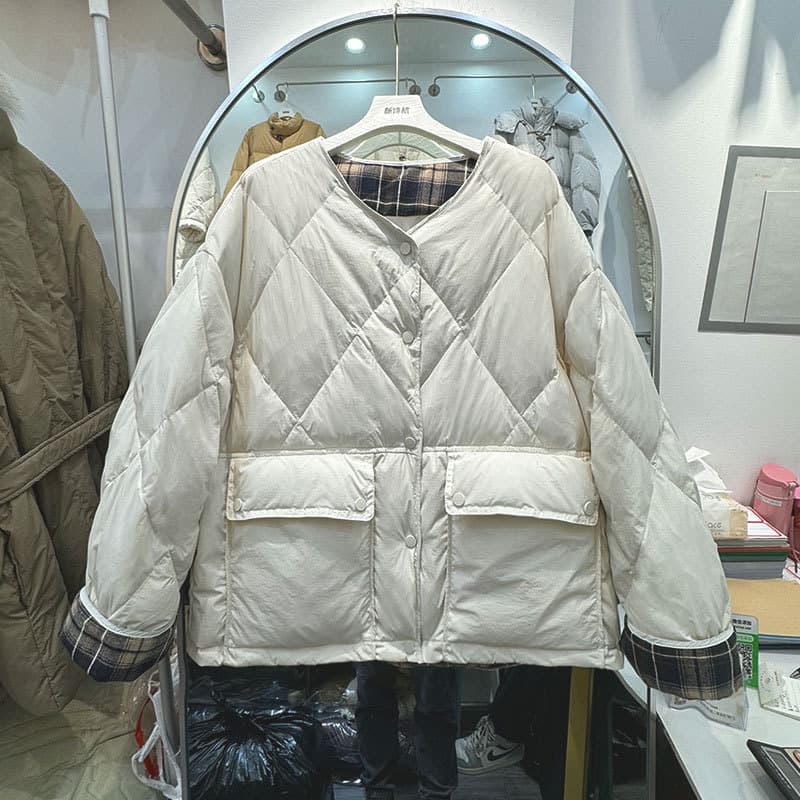 ノーカラージャケット キルティング中綿ノーカラーブルゾン