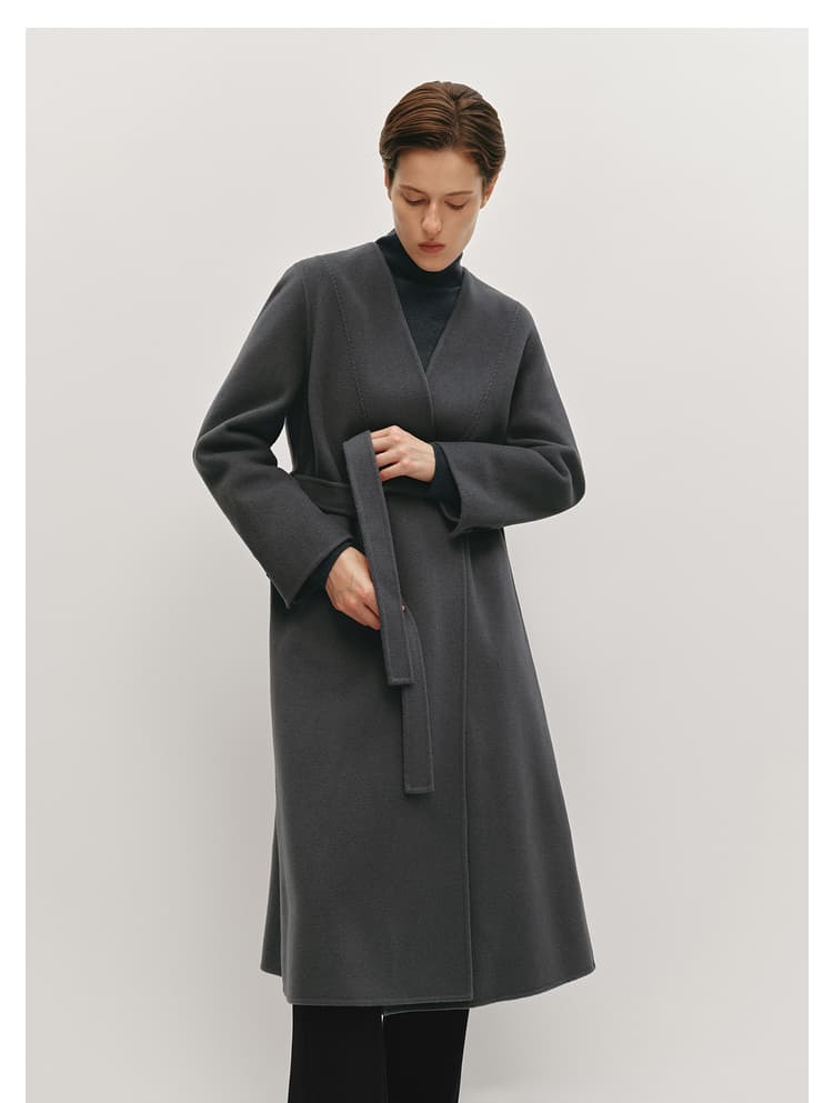 ノーカラージャケット 上質シンプル ロングコート