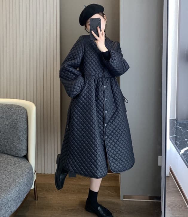 ノーカラージャケット 女性用キルティング中綿ノーカラーコート暖かい軽量体型カバー