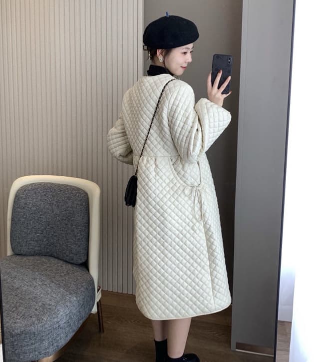 ノーカラージャケット 女性用キルティング中綿ノーカラーコート暖かい軽量体型カバー