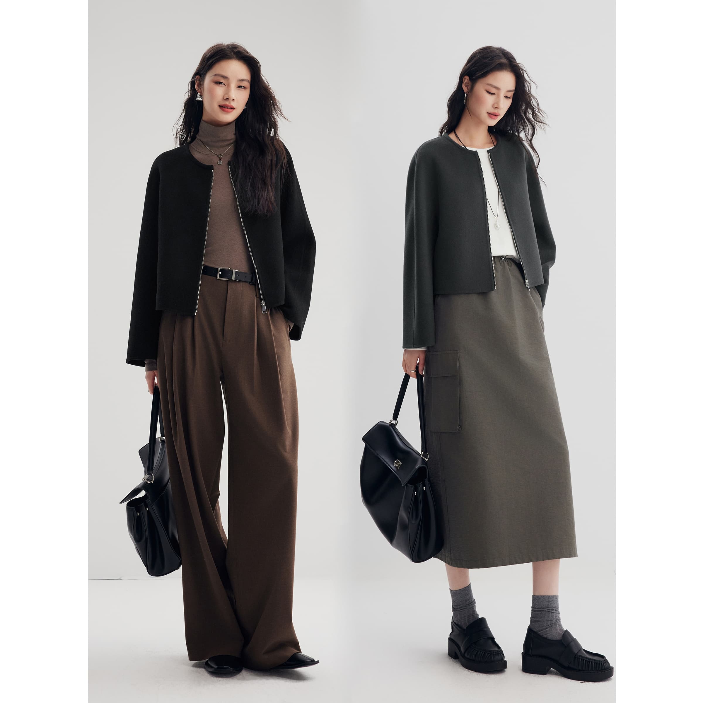 ノーカラージャケット シンプル構造 ノーカラーショートジャケット