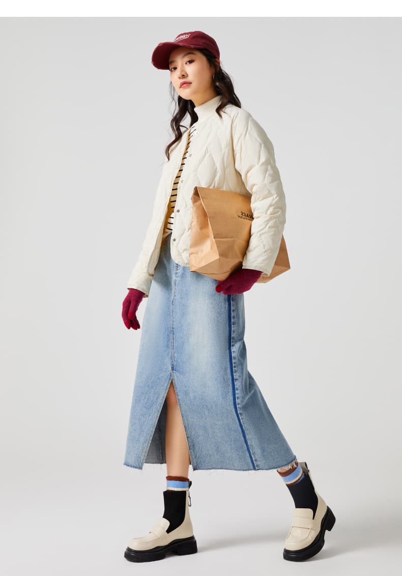 ふんわり軽量キルティングノーカラージャケット