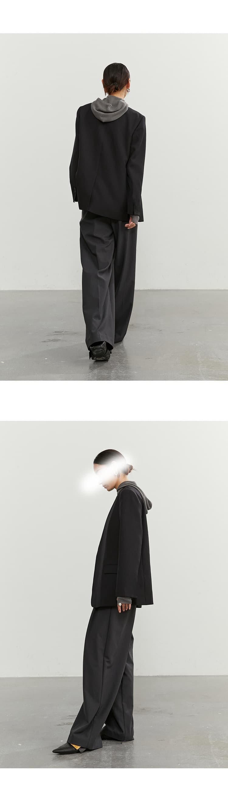 ノーカラージャケット シンプルノーカラーカッティングジャケット