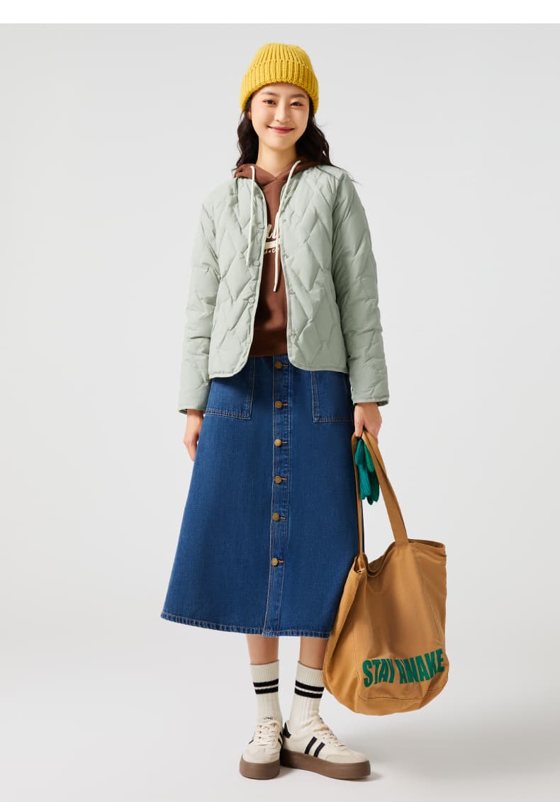 ふんわり軽量キルティングノーカラージャケット