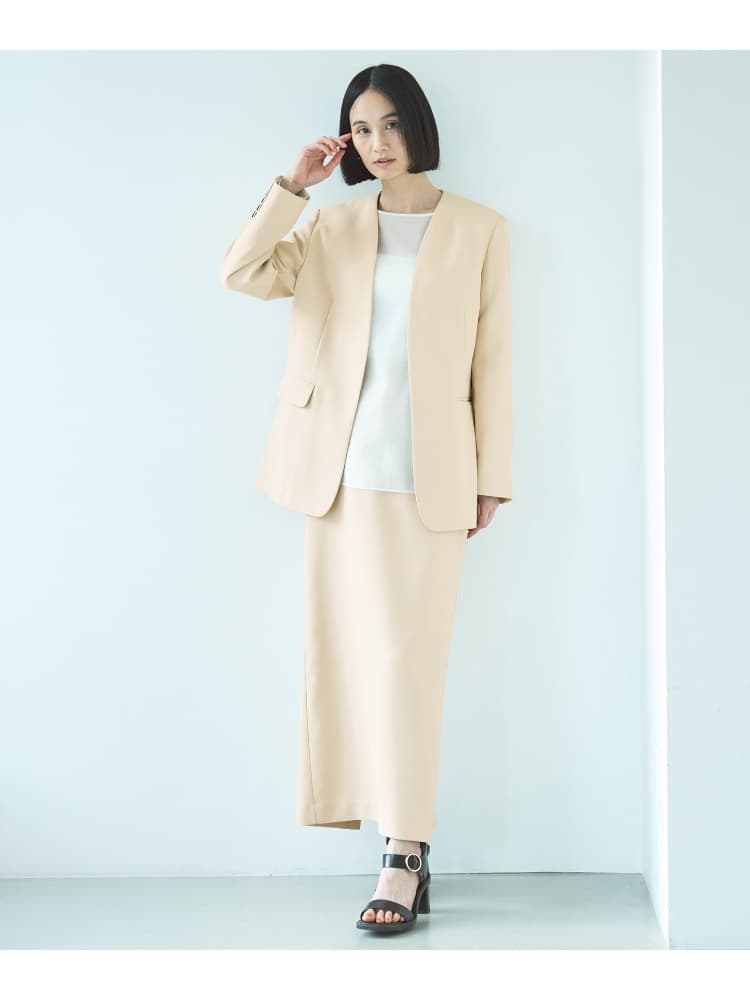 洗練シルエット ノーカラージャケット