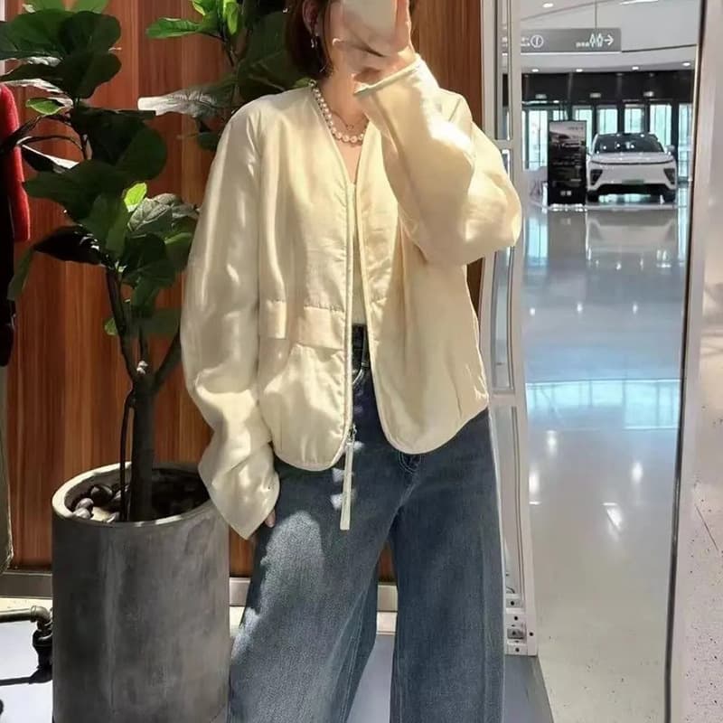 ノーカラージャケット シルエット美人ノーカラーブルゾン